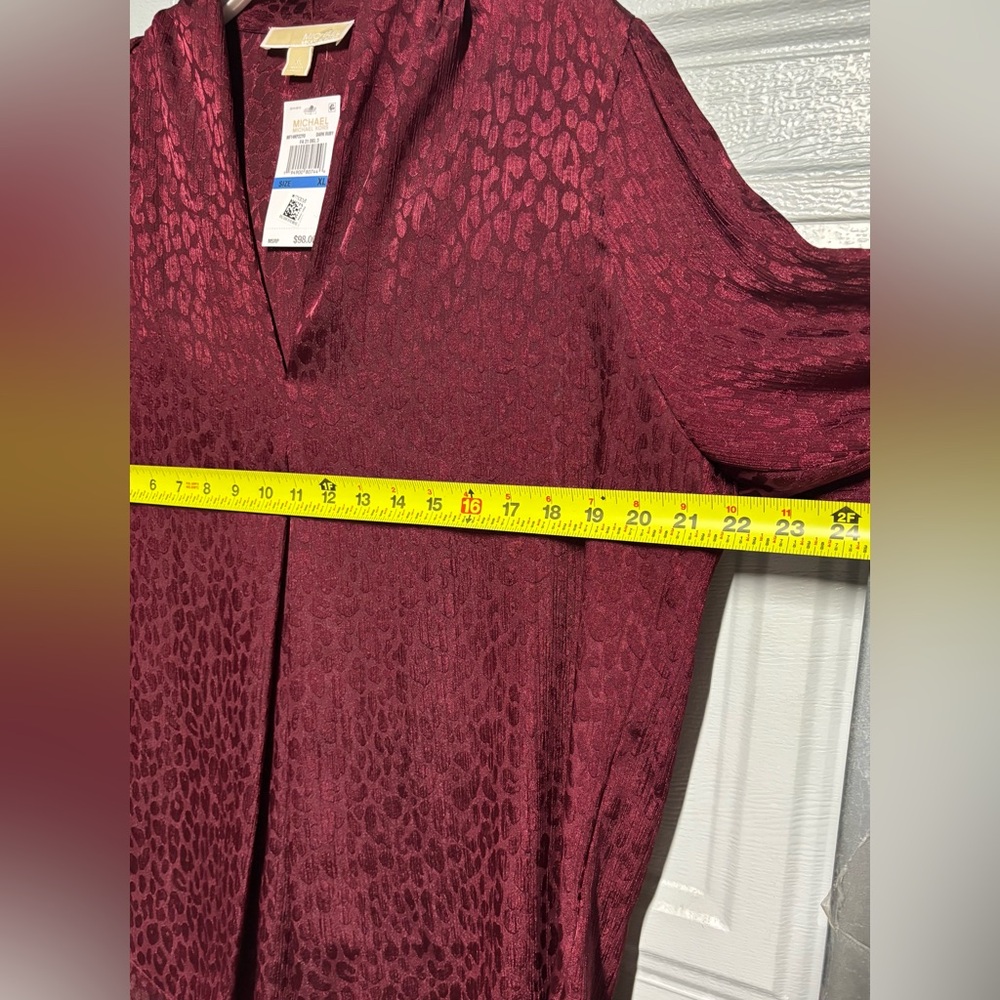 Michaels Deep Red Patterned Blouse - Picture 8 of 9